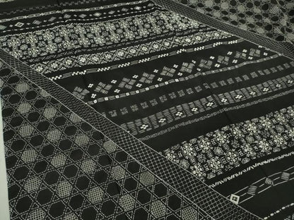 平和屋本店●極上　中国三大刺繍　スワトウ刺繍　汕頭刺繍　刺し子　総刺繍　本場縞大島紬　訪問着　名物裂　黒地　逸品　DZAB6951kh6
