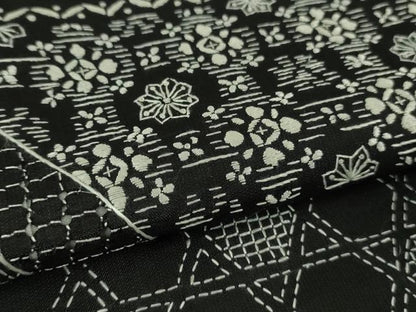 平和屋本店●極上　中国三大刺繍　スワトウ刺繍　汕頭刺繍　刺し子　総刺繍　本場縞大島紬　訪問着　名物裂　黒地　逸品　DZAB6951kh6