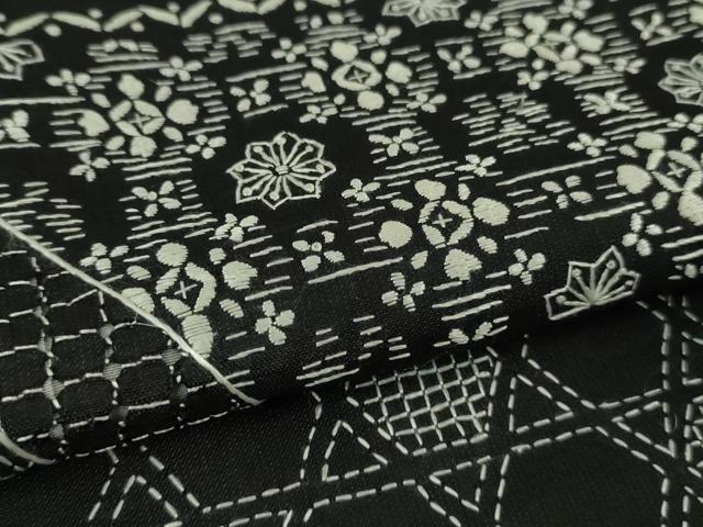 平和屋本店●極上　中国三大刺繍　スワトウ刺繍　汕頭刺繍　刺し子　総刺繍　本場縞大島紬　訪問着　名物裂　黒地　逸品　DZAB6951kh6