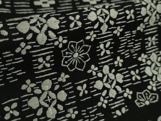 平和屋本店●極上　中国三大刺繍　スワトウ刺繍　汕頭刺繍　刺し子　総刺繍　本場縞大島紬　訪問着　名物裂　黒地　逸品　DZAB6951kh6