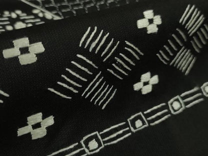平和屋本店●極上　中国三大刺繍　スワトウ刺繍　汕頭刺繍　刺し子　総刺繍　本場縞大島紬　訪問着　名物裂　黒地　逸品　DZAB6951kh6