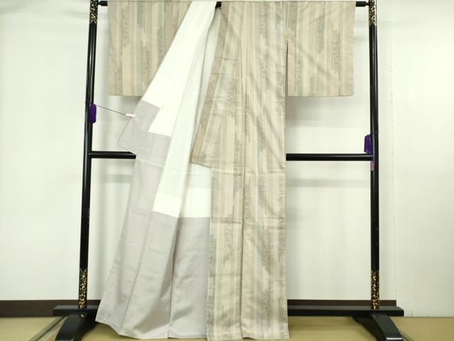 平和屋本店●極上　東郷織物謹製　永江明夫　手織　本場大島紬　草木染　160亀甲　草花間道　亜麻色地　証紙付き　逸品　DZAB6953kh6
