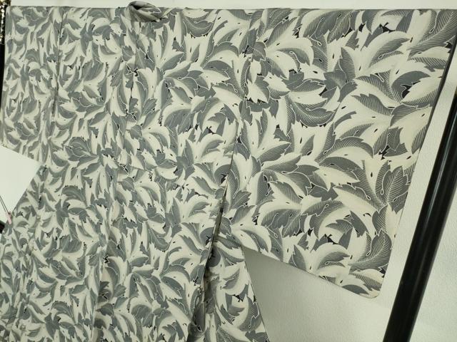 平和屋本店●極上　ジャパンオートクチュール　渡辺雪三郎　小紋　葉尽くし　銀彩　逸品　DZAB6956kh6
