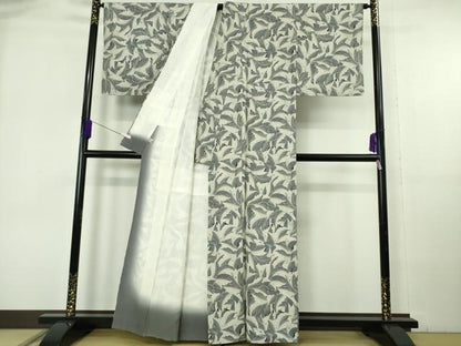平和屋本店●極上　ジャパンオートクチュール　渡辺雪三郎　小紋　葉尽くし　銀彩　逸品　DZAB6956kh6