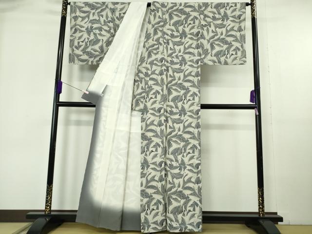 平和屋本店●極上　ジャパンオートクチュール　渡辺雪三郎　小紋　葉尽くし　銀彩　逸品　DZAB6956kh6