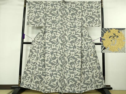平和屋本店●極上　ジャパンオートクチュール　渡辺雪三郎　小紋　葉尽くし　銀彩　逸品　DZAB6956kh6