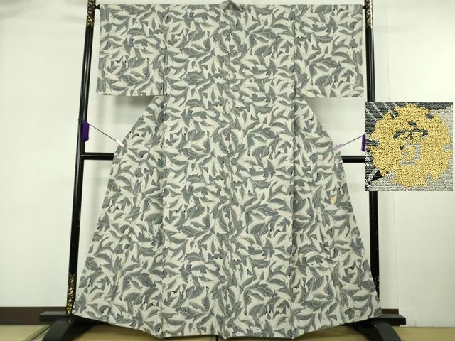 平和屋本店●極上　ジャパンオートクチュール　渡辺雪三郎　小紋　葉尽くし　銀彩　逸品　DZAB6956kh6