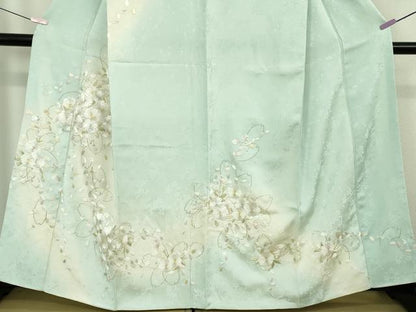 平和屋本店●極上　訪問着　総手刺繍　舞桜　薄い瓶覗色地　暈し染め　金糸　逸品　DZAB6957kh6