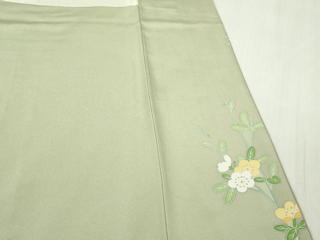 平和屋本店●極上　訪問着　友禅　作家物　枝椿　松花文　柳茶色地　暈し染め　逸品　DZAB6959kh6