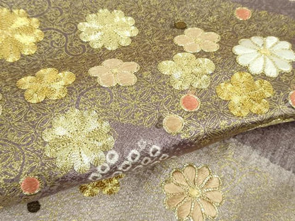平和屋本店●極上　十日町 名門青柳高級ブランド　大喜百花　訪問着　駒刺繍　霞菊松花文　洗柿色地　金糸　逸品　DZAB6962kh6
