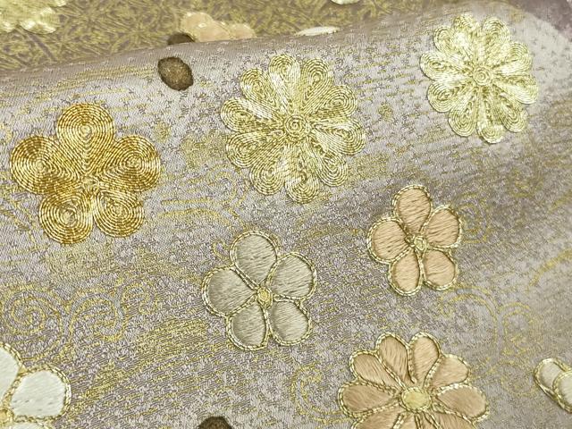 平和屋本店●極上　十日町 名門青柳高級ブランド　大喜百花　訪問着　駒刺繍　霞菊松花文　洗柿色地　金糸　逸品　DZAB6962kh6