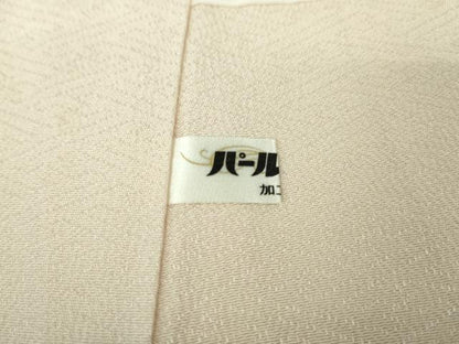 平和屋本店●極上　友禅工房　下島緑傘　友禅作家　下島宏　訪問着　刺繍　水辺風景　薄卵色地　縮緬地　金糸　逸品　DZAB6963kh6