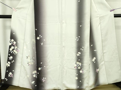 平和屋本店●極上　訪問着　舞桜　花弁　暈し染め　銀彩　逸品　DZAB6964kh6