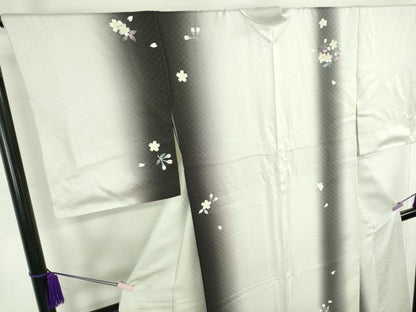 平和屋本店●極上　訪問着　舞桜　花弁　暈し染め　銀彩　逸品　DZAB6964kh6