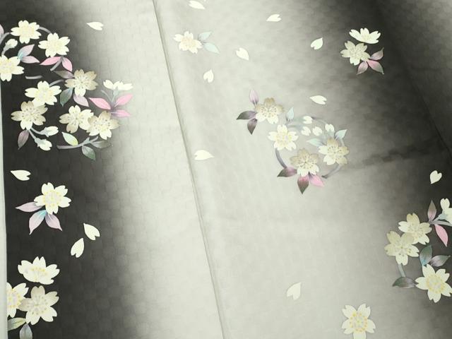 平和屋本店●極上　訪問着　舞桜　花弁　暈し染め　銀彩　逸品　DZAB6964kh6