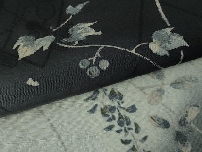 平和屋着物●極上　森英恵・HANAE MORI　訪問着　蔦の葉花文　暈し染め　黒地　逸品　DZAB6965kh6