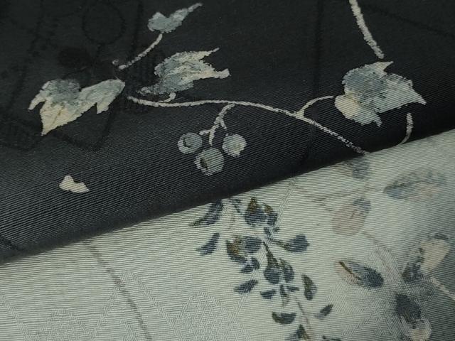 平和屋着物●極上　森英恵・HANAE MORI　訪問着　蔦の葉花文　暈し染め　黒地　逸品　DZAB6965kh6