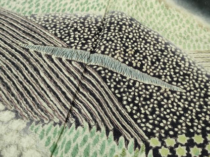 平和屋着物●極上　中国三大刺繍　相良刺繍　訪問着　重ね山花文　暈し染め　黒地　銀通し地　逸品　DZAB6966kh6