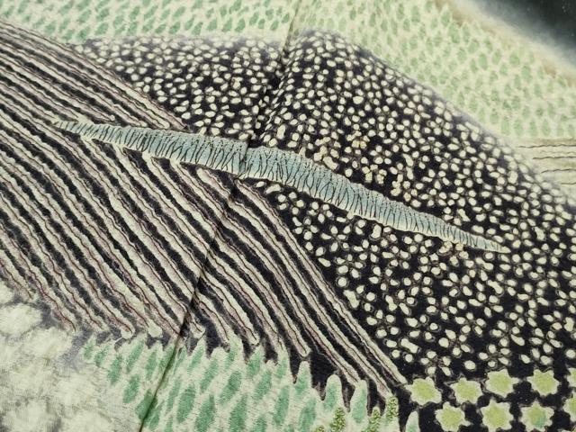 平和屋着物●極上　中国三大刺繍　相良刺繍　訪問着　重ね山花文　暈し染め　黒地　銀通し地　逸品　DZAB6966kh6