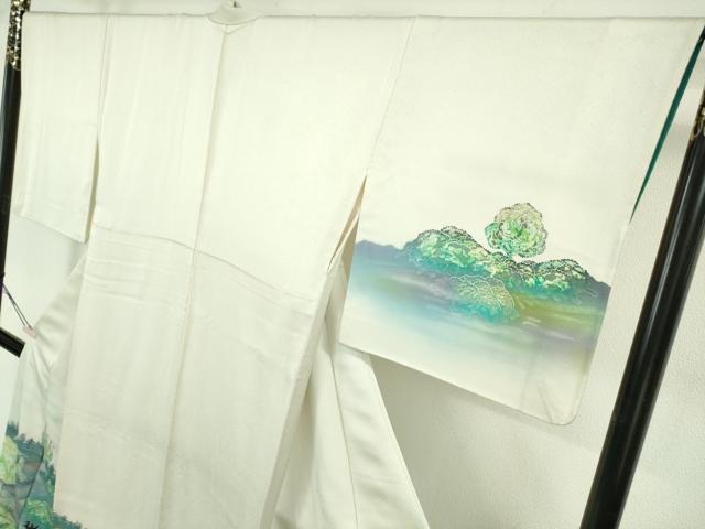 平和屋本店●極上　訪問着　馬車　お城　象牙色地　暈し染め　銀彩　逸品　DZAB6968kh6