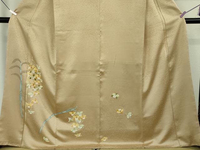 平和屋本店●極上　訪問着　刺繍　草花　木賊　濃い棒色地　金彩　小大丸扱い　たとう紙付き　逸品　未使用　DZAB6969kh6