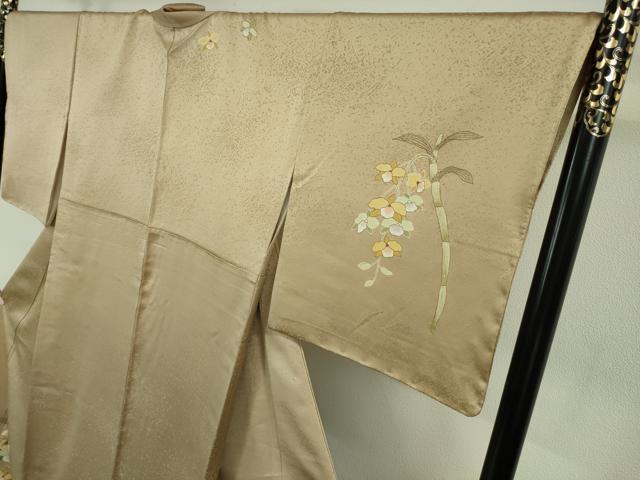 平和屋本店●極上　訪問着　刺繍　草花　木賊　濃い棒色地　金彩　小大丸扱い　たとう紙付き　逸品　未使用　DZAB6969kh6
