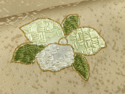 平和屋本店●極上　訪問着　刺繍　草花　木賊　濃い棒色地　金彩　小大丸扱い　たとう紙付き　逸品　未使用　DZAB6969kh6