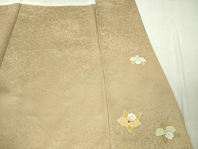 平和屋本店●極上　訪問着　刺繍　草花　木賊　濃い棒色地　金彩　小大丸扱い　たとう紙付き　逸品　未使用　DZAB6969kh6