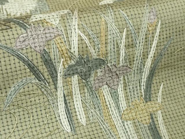 平和屋本店●極上　中国三大刺繍　スワトウ刺繍　汕頭刺繍　本場縞大島紬　訪問着　渡橋風景草花文　暈し染め　金糸　逸品　DZAB6971kh6