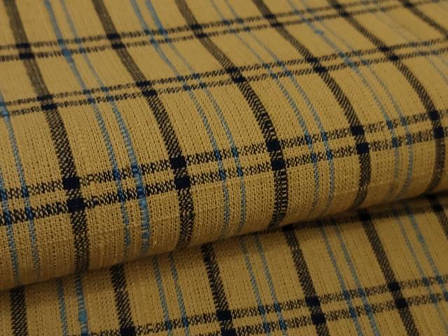 平和屋本店●極上　綿紬　格子　香染色地　綿　逸品　DZAB6972kh6