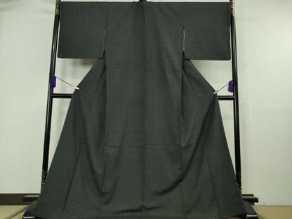 平和屋本店●極上　白鷹お召　110亀甲　総詰め　黒地　ロング丈　逸品　未使用　DZAB6973kh6