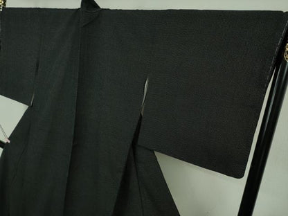 平和屋本店●極上　白鷹お召　110亀甲　総詰め　黒地　ロング丈　逸品　未使用　DZAB6973kh6