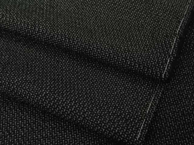 平和屋本店●極上　白鷹お召　110亀甲　総詰め　黒地　ロング丈　逸品　未使用　DZAB6973kh6