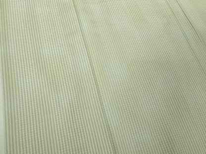 平和屋着物＊極上　夏物　小紋　市松紋絽　縞　若芽色×砂色　暈し染め　逸品　DZAB6975kh6