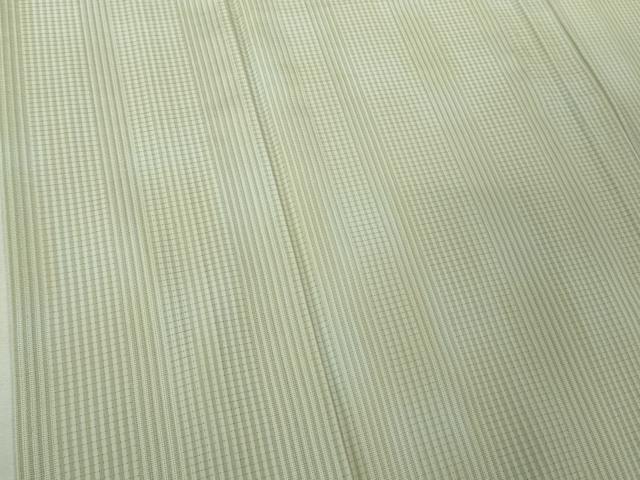 平和屋着物＊極上　夏物　小紋　市松紋絽　縞　若芽色×砂色　暈し染め　逸品　DZAB6975kh6