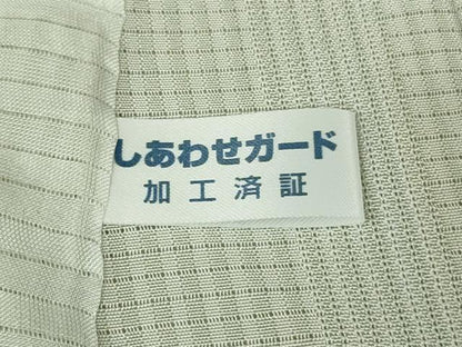 平和屋着物＊極上　夏物　小紋　市松紋絽　縞　若芽色×砂色　暈し染め　逸品　DZAB6975kh6
