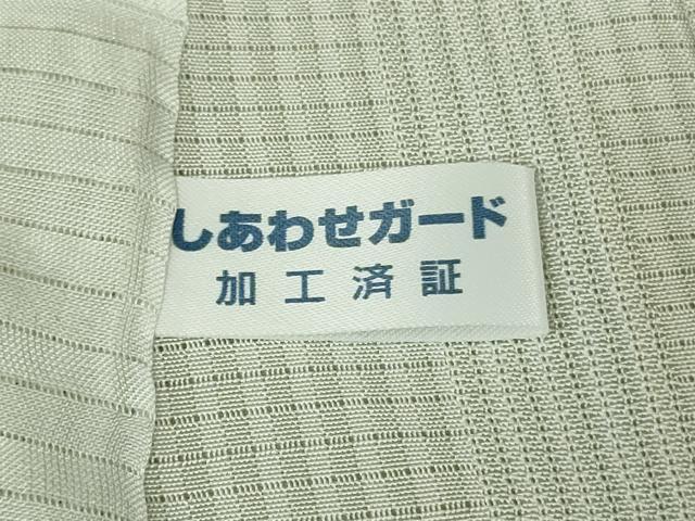 平和屋着物＊極上　夏物　小紋　市松紋絽　縞　若芽色×砂色　暈し染め　逸品　DZAB6975kh6