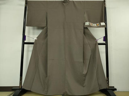 平和屋着物▽極上　本塩沢　やまだ織　単衣　桑原タツノ作　江戸鼠色地　証紙付き　逸品　DZAB6980kh6
