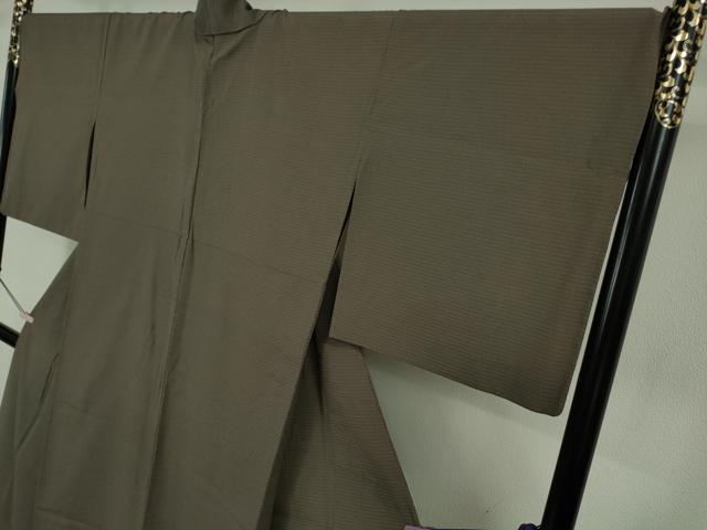 平和屋着物▽極上　本塩沢　やまだ織　単衣　桑原タツノ作　江戸鼠色地　証紙付き　逸品　DZAB6980kh6