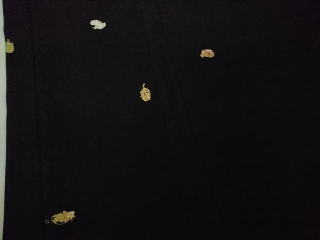 平和屋着物∞極上　長羽織　干支　十二支　黒地　逸品　未使用　DZAB6981kh6