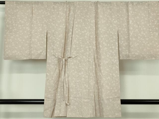 平和屋着物∞極上　道中着　スリーシーズン　春夏秋　塵除け　友禅　花唐草紋紗　雪輪　松竹梅　灰梅色地　逸品　DZAB6987kh6