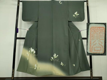 平和屋着物●極上　名門染元　秀美　十日町友禅　訪問着　木蘭　千歳茶色地　暈し染め　逸品　DZAB6989kh6