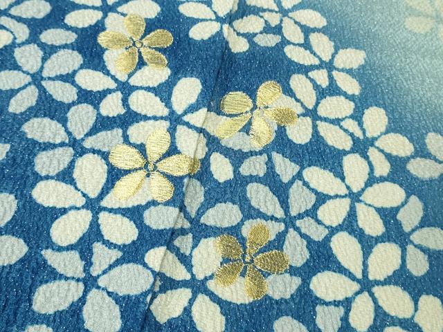 平和屋着物●極上　振袖　刺繍　舞花文　暈し染め　金糸　銀通し地　逸品　未使用　DZAB6990kh6
