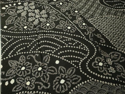 平和屋本店●極上　中国三大刺繍　スワトウ刺繍　刺し子　刺繍　訪問着　絞り　名物裂　黒地　さが美扱い　逸品　未使用　DZAB6994kh6