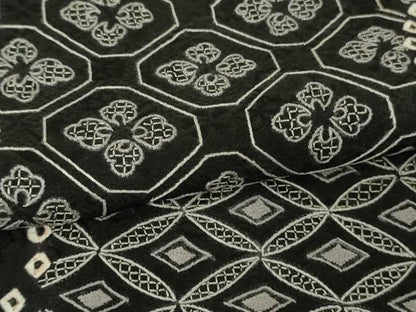 平和屋本店●極上　中国三大刺繍　スワトウ刺繍　刺し子　刺繍　訪問着　絞り　名物裂　黒地　さが美扱い　逸品　未使用　DZAB6994kh6