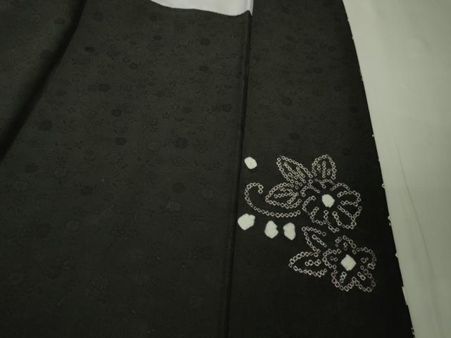 平和屋本店●極上　中国三大刺繍　スワトウ刺繍　刺し子　刺繍　訪問着　絞り　名物裂　黒地　さが美扱い　逸品　未使用　DZAB6994kh6