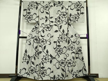 平和屋本店●極上　本疋田絞り　小紋　花唐草文　逸品　DZAB6998kh6