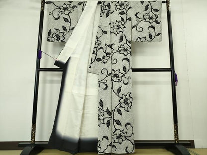 平和屋本店●極上　本疋田絞り　小紋　花唐草文　逸品　DZAB6998kh6