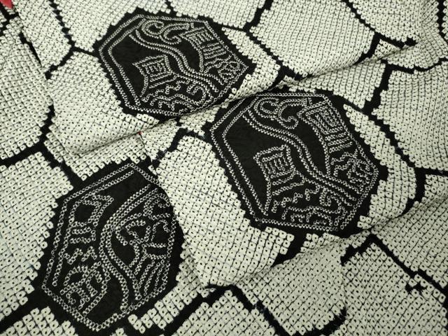 平和屋本店●極上　本疋田絞り　小紋　亀甲　陶器文　逸品　DZAB6999kh6
