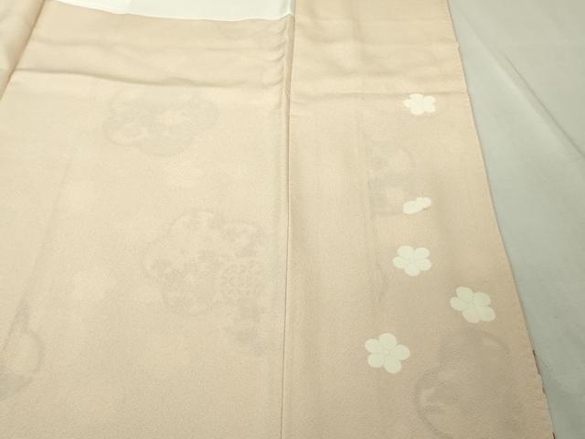平和屋本店●極上　吉澤友禅　訪問着　駒刺繍　松竹梅　桜　橘　薄い洗柿色地　金彩　縮緬地　反端付き　逸品　未使用　DZAB7003kh6